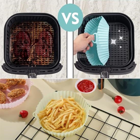 Sepet Bizde ® Renkli Isıya Dayanıklı Yıkanılabilir Silikon Fırın Ve Airfryer Yuvarlak Pişirme Matı 20 Cm