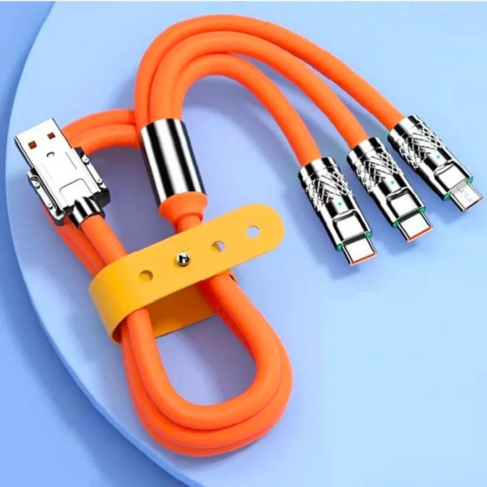 Sepet Bizde ® 3 in 1 Type-C + Micro Usb + Lightning Hızlı Şarj Kablosu Silikon Kablo 1 Metre Opp Ambalaj