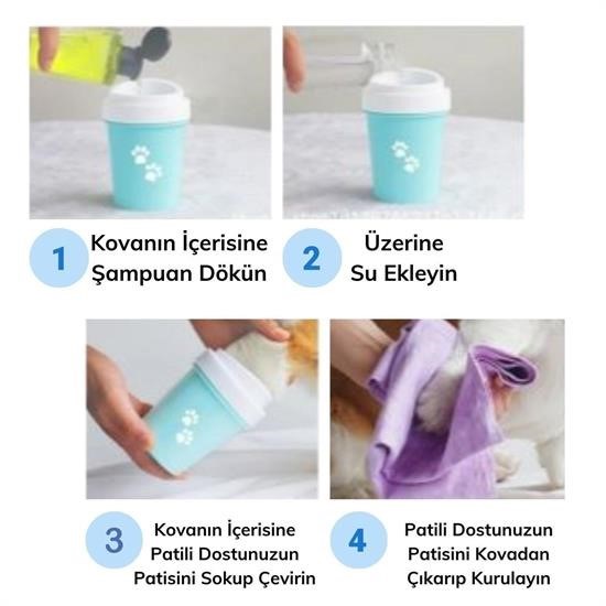 Sepet Bizde ® Silikon Jel Fırçalı Kedi Köpek Pati Ayak Temizleme Kovası Büyük