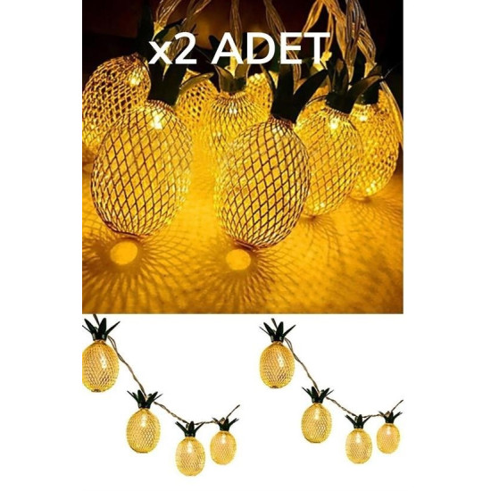 Sepet Bizde ® Dekoratif Pilli Pineapple Ananas Pilli Şerit Led Işık (1 Metre)