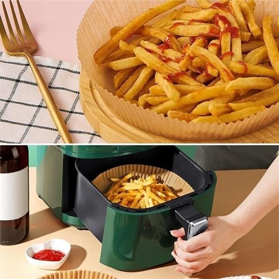 Sepet Bizde 50 Adet Air Fryer Pişirme Kağıdı Tek Kullanımlık Hava Fritöz Yağ Geçirmez Yapışmaz Tabak Model