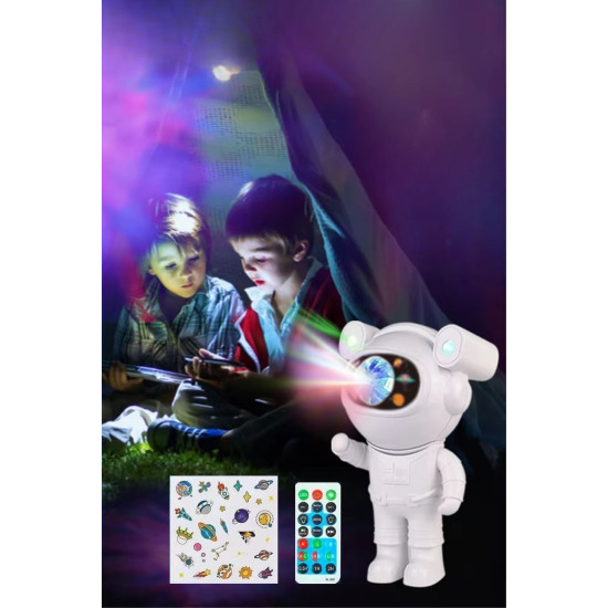 Sepet Bizde ® Stickerlı ,Kumandalı ASTRONOT Model Gece Lambası