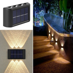 Sepet Bizde ® 6 Ledli Solar Güneş Enerjili Aplik Led, Dekoratif Duvar Monteli Gün Işığı Led