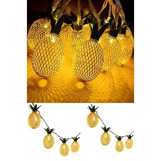 Sepet Bizde ® Dekoratif Pilli Pineapple Ananas Pilli Şerit Led Işık (1 Metre)