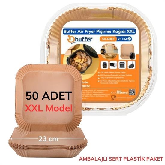 Sepet Bizde ® 50 Adet Air Fryer Pişirme Kağıdı Tek Kullanımlık 23 Cm Kare Pişirme Kağıdı XXL