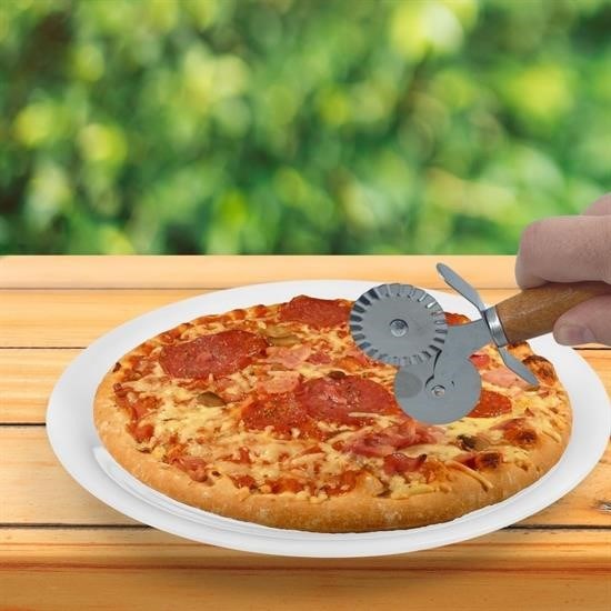 Sepet Bizde ® Ahşap Saplı 2li Hamur Kesme Ruleti Düz ve Dalgalı Pizza Börek Kesici Aparatı