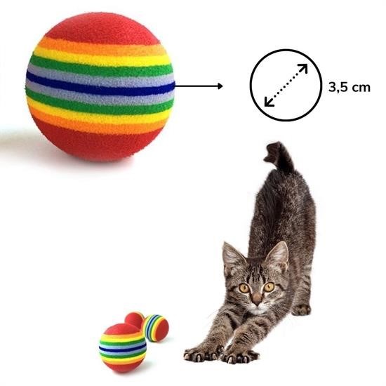 Sepet Bizde ® 3lü Gökkuşağı Sünger Kedi Köpek Çiğneme Oyun Topu 4,2 cm