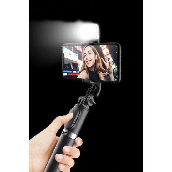 Sepet Bizde ® Kendiliğinden Işıklı Masaüstü Tripod Olabilen Telefon Tutuculu Kablosuz Kumandalı Selfie Çubuğu