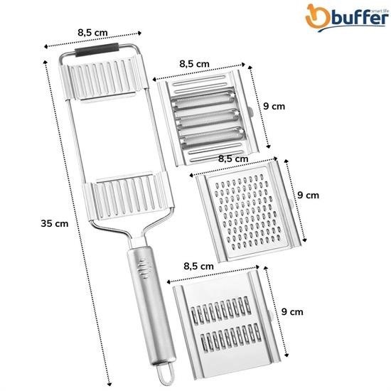 Sepet Bizde ® Ayarlanabilir 3 Farklı Başlıklı Tutmalı Sebze Dilimleyici Peynir Rendeleyici Aparat