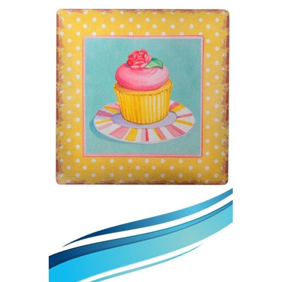 Sepet Bizde ® Decotown Duvar Panosu 40*40 Cup Cake Muffin Motifli Duvar Süsü