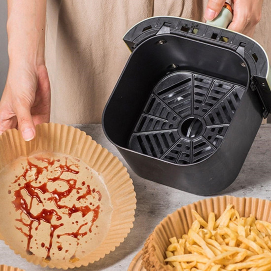 Sepet Bizde ® 50 Adet Air Fryer Pişirme Kağıdı Tek Kullanımlık  23 Cm Yuvarlak Pişirme Kağıdı XXL PVC li