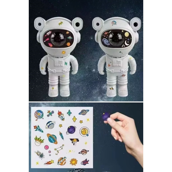 Sepet Bizde ® Stickerlı ,Kumandalı ASTRONOT Model Gece Lambası