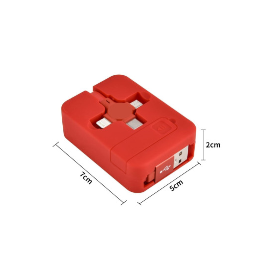 Sepet Bizde ® Cep Tipi Telefon Tutuculu Makaralı Uzayıp Kısalabilen 3'ü 1 Arada USB Şarj Kablosu