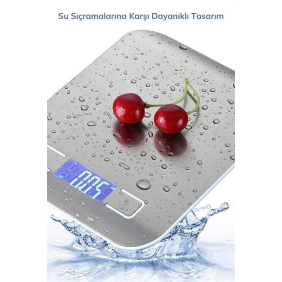 Sepet Bizde ® TF 1002 Hassas Ölçümlü  Maksimum 5 Kg Kapasiteli Led Ekran Platin Dijital Mutfak Tartısı