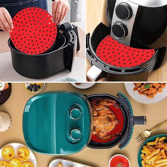 Sepet Bizde  ® Renkli Isıya Dayanıklı Yıkanılabilir Silikon Fırın Ve Airfryer Yuvarlak Pişirme Matı 20 Cm