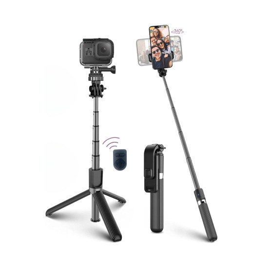 Sepet Bizde ® Fotoğraf Makinası ve Telefon Takılabilen 2si 1 Arada 2.2m Uzayan Selfie Çubuğu Kumandalı Tripod