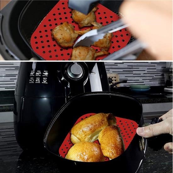 Sepet Bizde  ® Renkli Isıya Dayanıklı Yıkanılabilir Silikon Fırın Ve Airfryer Kare Pişirme Matı 21,5 Cm