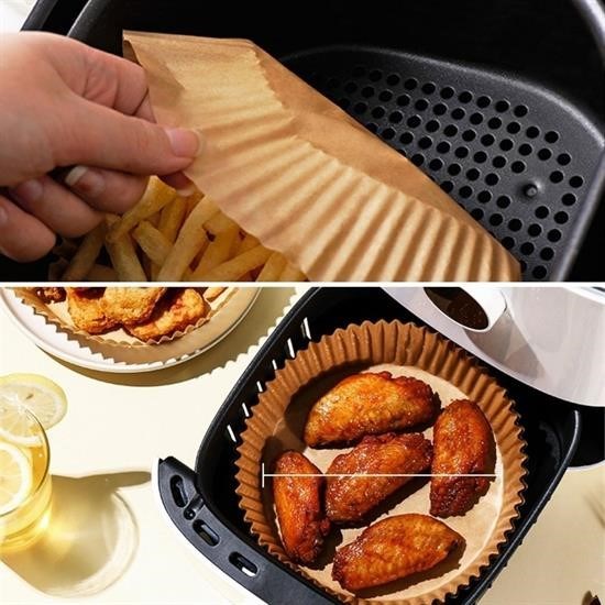 Sepet Bizde 50 Adet Air Fryer Pişirme Kağıdı Tek Kullanımlık Hava Fritöz Yağ Geçirmez Yapışmaz Tabak Model