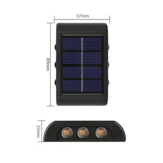 Sepet Bizde ® 6 Ledli Solar Güneş Enerjili Aplik Led, Dekoratif Duvar Monteli Gün Işığı Led