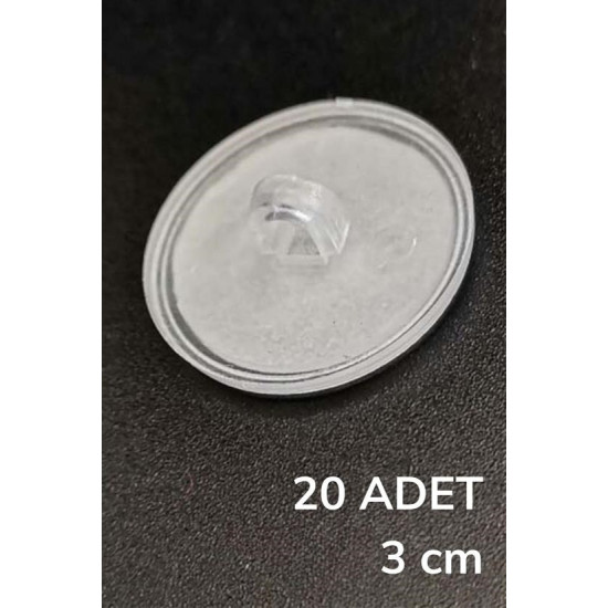 Sepet Bizde ® 20 Adet Şeffaf Yuvarlak 3 Cm Çaplı Güçlü Disk Yapışkanlar