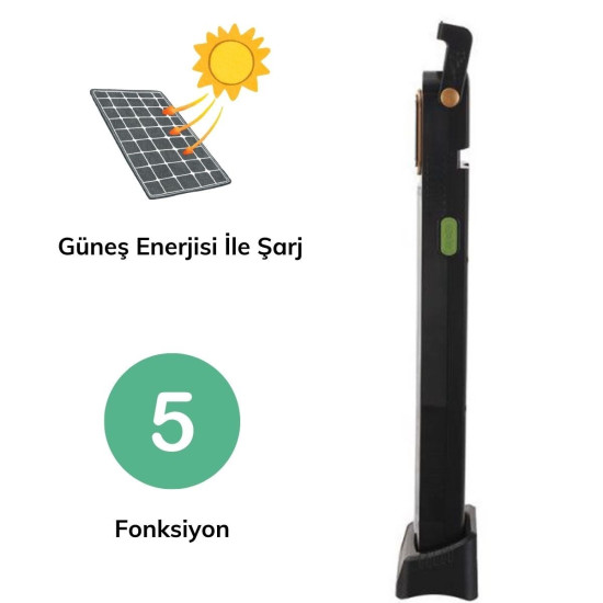 Sepet Bizde ® 5 Fonksiyonlu Güneş Enerjisi İle Şarj Olabilen 48 Ledli Işıldak,Aydınlatma PR-3838