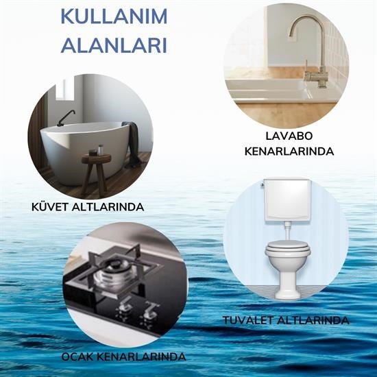 Sepet Bizde ® Gri Su Sızdırmaz  Banyo Mutfak Lavabo Küvet İzolasyon Şerit Bant