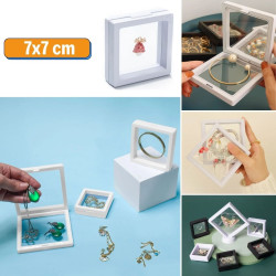 Sepet Bizde ® 7x7 cm Standlı 3D Takı Ziynet Hatıra Koleksiyon Saklama Kutusu Şeffaf Film Çerçevesi