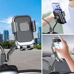 Sepet Bizde ® Motor,Motosiklet,Bisiklet ,Scooter İçin 360 Derece Dönebilen Dikiz Aynası Versiyonu Telefon Tutucu Aparat