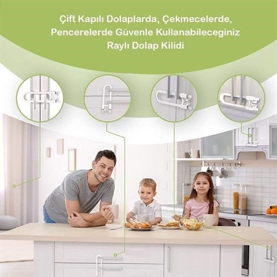 Sepet Bizde ® Bebek Çocuk Çekmece ve Dolap Koruma Raylı Güvenlik Sistemi Emniyet Kilidi