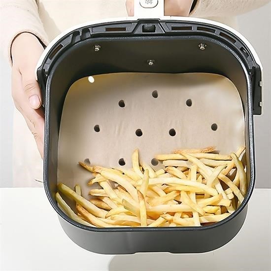 Sepet Bizde 100 Adet Air Fryer Pişirme Kağıdı Tek Kullanımlık Hava Fritöz Yapışmaz Yağlı Kağıt Delikli  Model