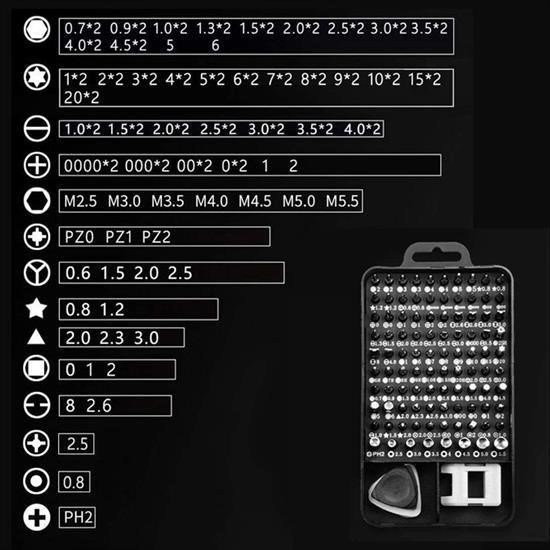 Sepet Bizde ® 115 in 1 Hassas Tornavida Onarım Alet Manyetik Sürücü Kitli Elektronik Hassas Tornavida Seti