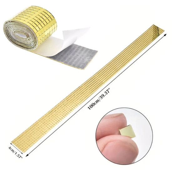 Sepet Bizde  ®1 Metre Uzunluğunda Gold Renk Aynalı Mozaik Taşlı Dekor Bandı 4 cm x 1 mt