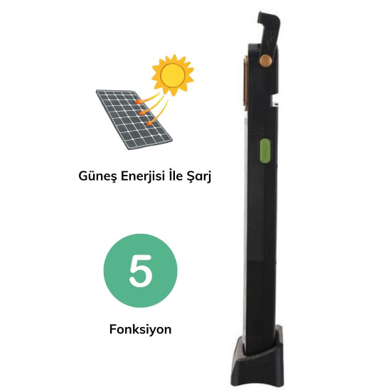 Sepet Bizde ® 5 Fonksiyonlu Güneş Enerjisi İle Şarj Olabilen 48 Ledli Işıldak,Aydınlatma PR-3838