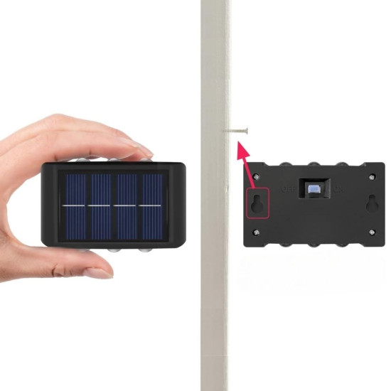 Sepet Bizde ® 6 Ledli Solar Güneş Enerjili Aplik Led, Dekoratif Duvar Monteli Gün Işığı Led