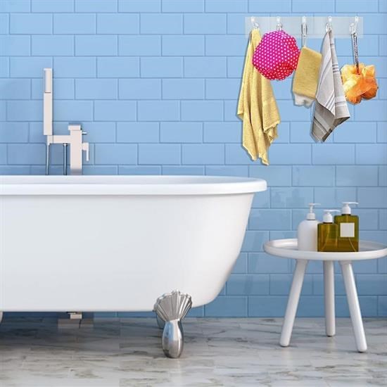 Sepet Bizde ® 5'li Güçlü Yapışkanlı Şeffaf Duvar Askısı Banyo Mutfak Düzenleyici Pratik Askılık