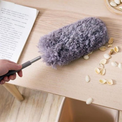 Sepet Bizde  140 Cm Teleskopik Uzatılabilir Mikrofiber Yumuşak Başlıklı Gri Toz Alma Fırçası  Toz Püskülü