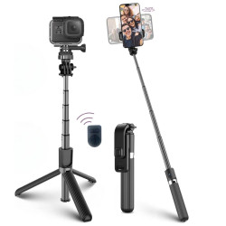 Sepet Bizde ® Fotoğraf Makinası ve Telefon Takılabilen 2si 1 Arada 2.2m Uzayan Selfie Çubuğu Kumandalı Tripod