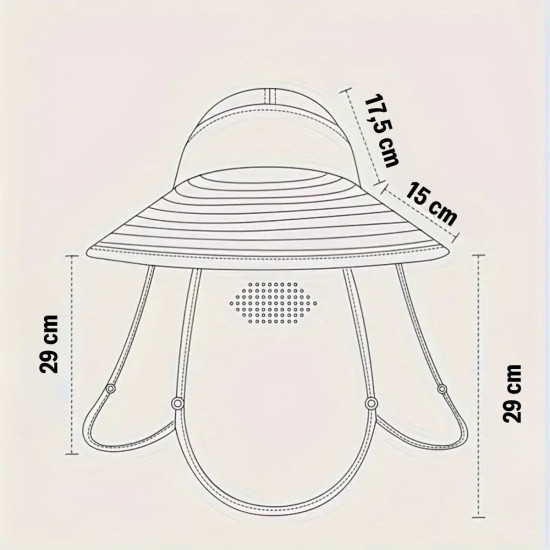 Sepet Bizde ® Güneş Koruyuculu Nefes Alabilen Maskeli ve Boyun Kapaklı Geniş Kenarlı Balıkçı Şapkası