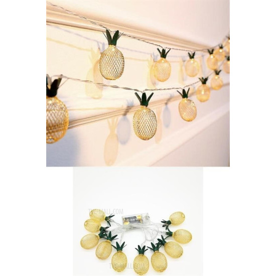 Sepet Bizde ® Dekoratif Pilli Pineapple Ananas Pilli Şerit Led Işık (1 Metre)