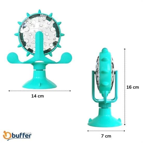 Sepet Bizde ® Vantuzlu Zilli İnteraktif Dönebilen Mama Kaplı Renkli Eğlenceli Eğitici Kedi Oyuncağı