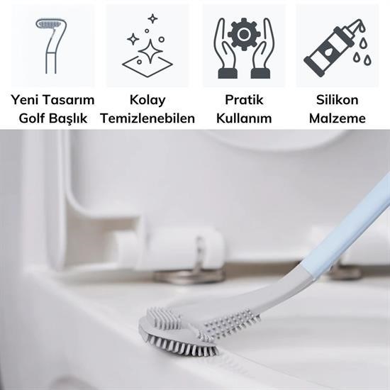 Sepet Bizde ® Golf Tasarımlı Silikon WC Klozet Mutfak Temizlik Fırçası Kanca Hediyeli